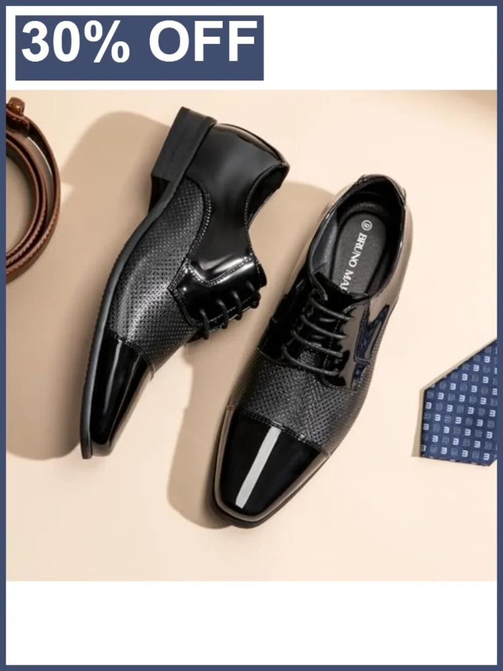 Men's Patent Vegan Leather Tuxedo Formal Oxfords, Wedding Party Dress Shoes,